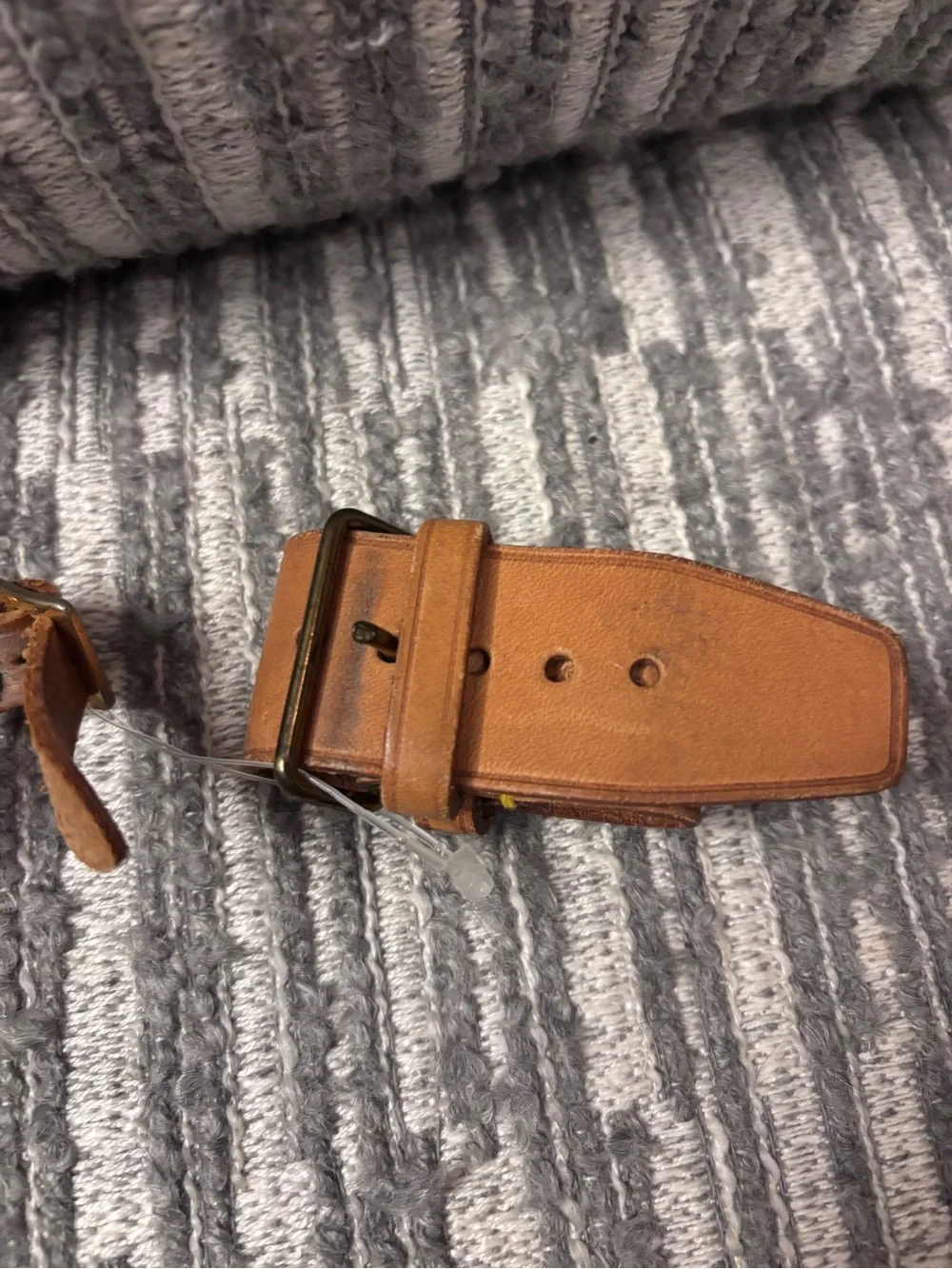 LV Brown Leather Luggage Tag and Belt Set